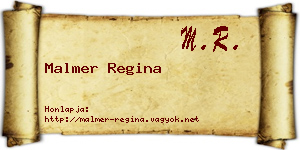 Malmer Regina névjegykártya